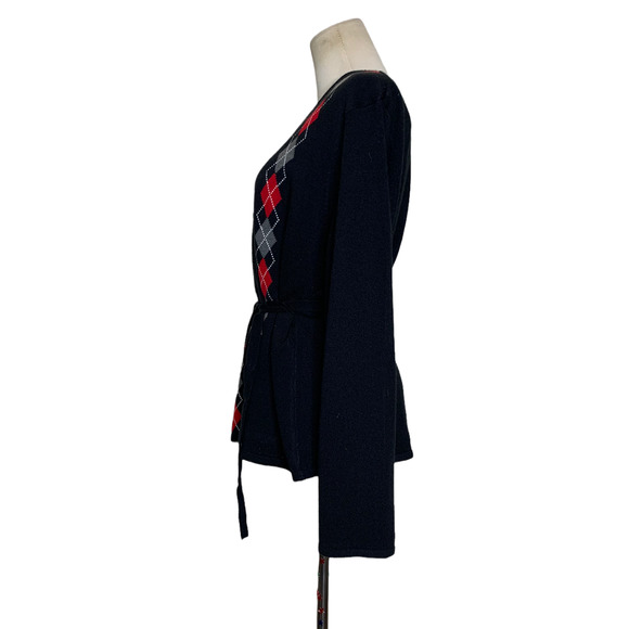 Sag Harbor black buttoned belted cardigan with attached top size XL - Picture 6 of 7